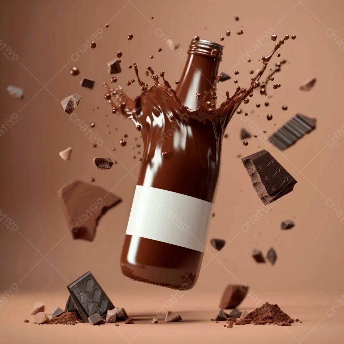 Garrafa de chocolate derretido em explosão