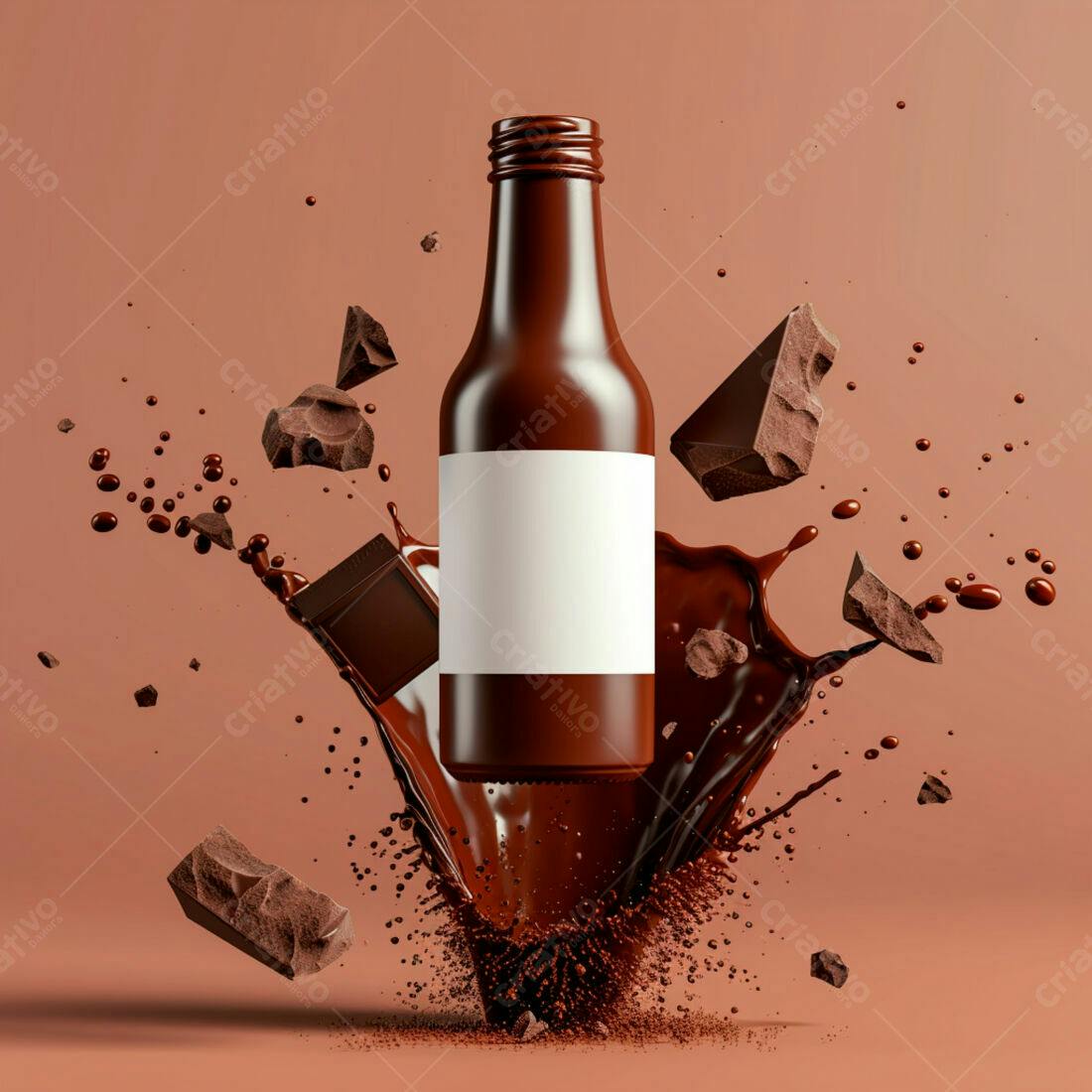 Garrafa de chocolate em splash marrom