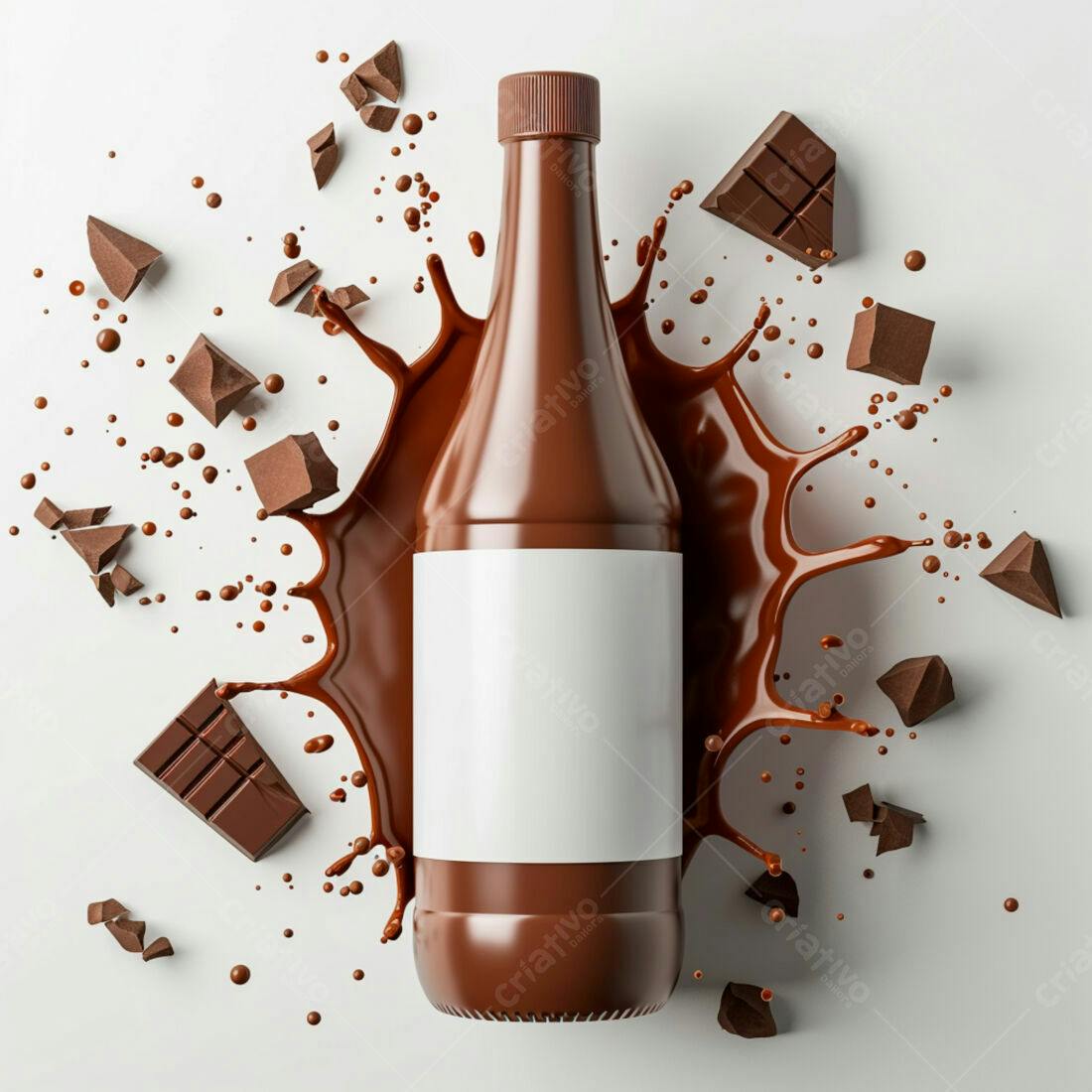 Garrafa de chocolate com respingos