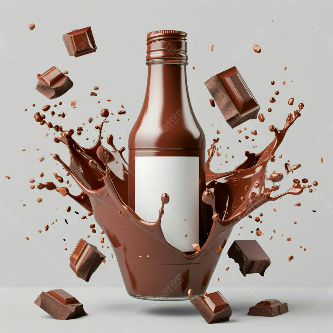 Garrafa de chocolate com respingos