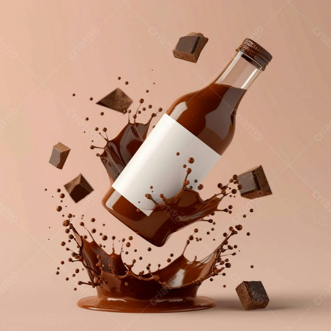 Garrafa de chocolate com respingos