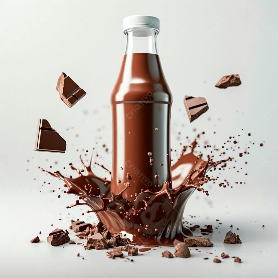 Garrafa de chocolate com respingos
