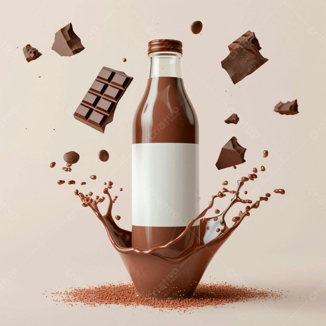 Garrafa de Leite de Chocolate com Gotas e Barras