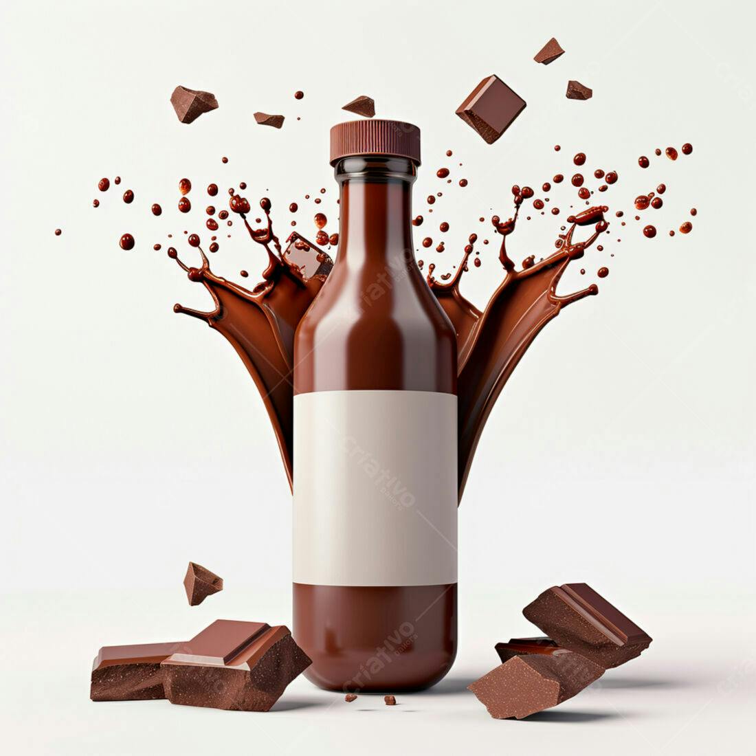 Garrafa de chocolate com respingos