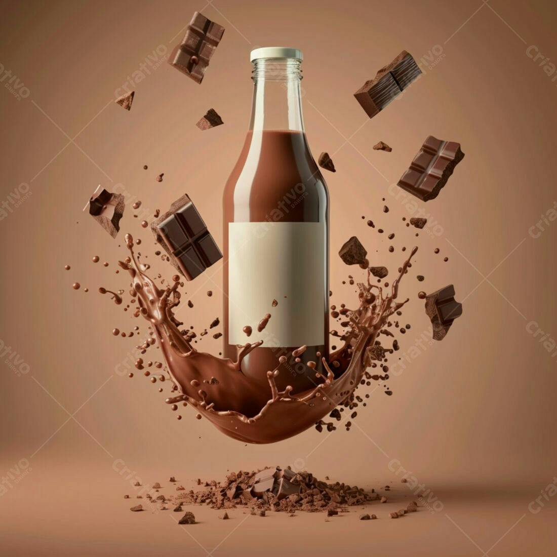 Garrafa de chocolate com respingos