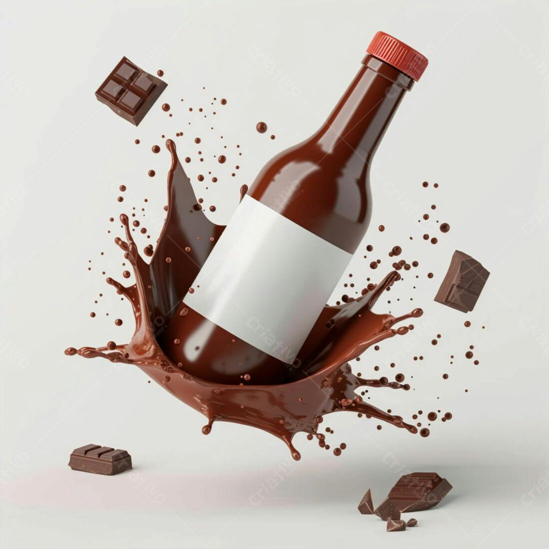 Garrafa de chocolate com respingos