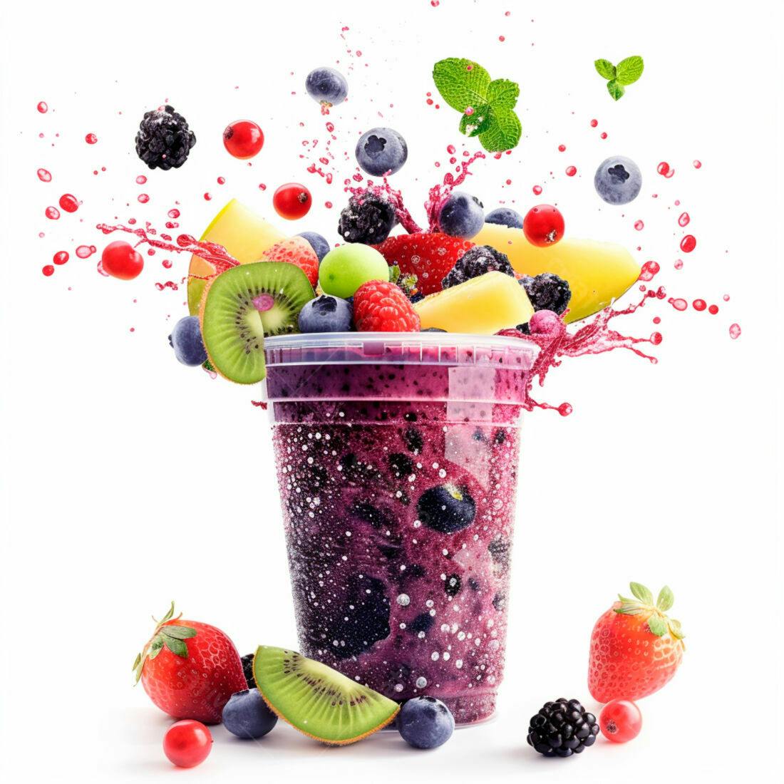 Smoothie de frutas vermelhas e kiwi refrescante