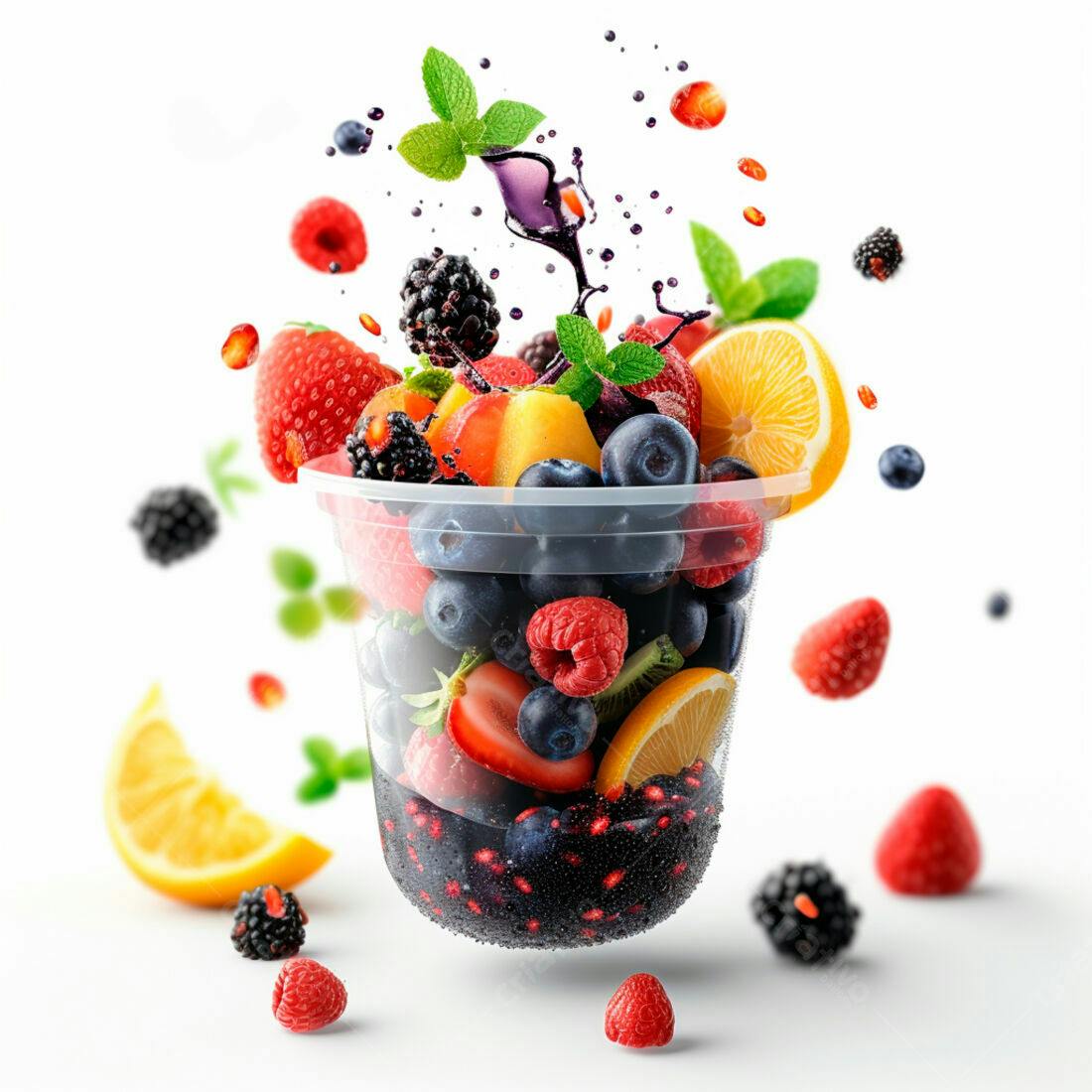 Mix de frutas vermelhas em copo plástico