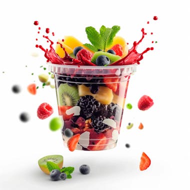 Copo grande com salada de frutas 26