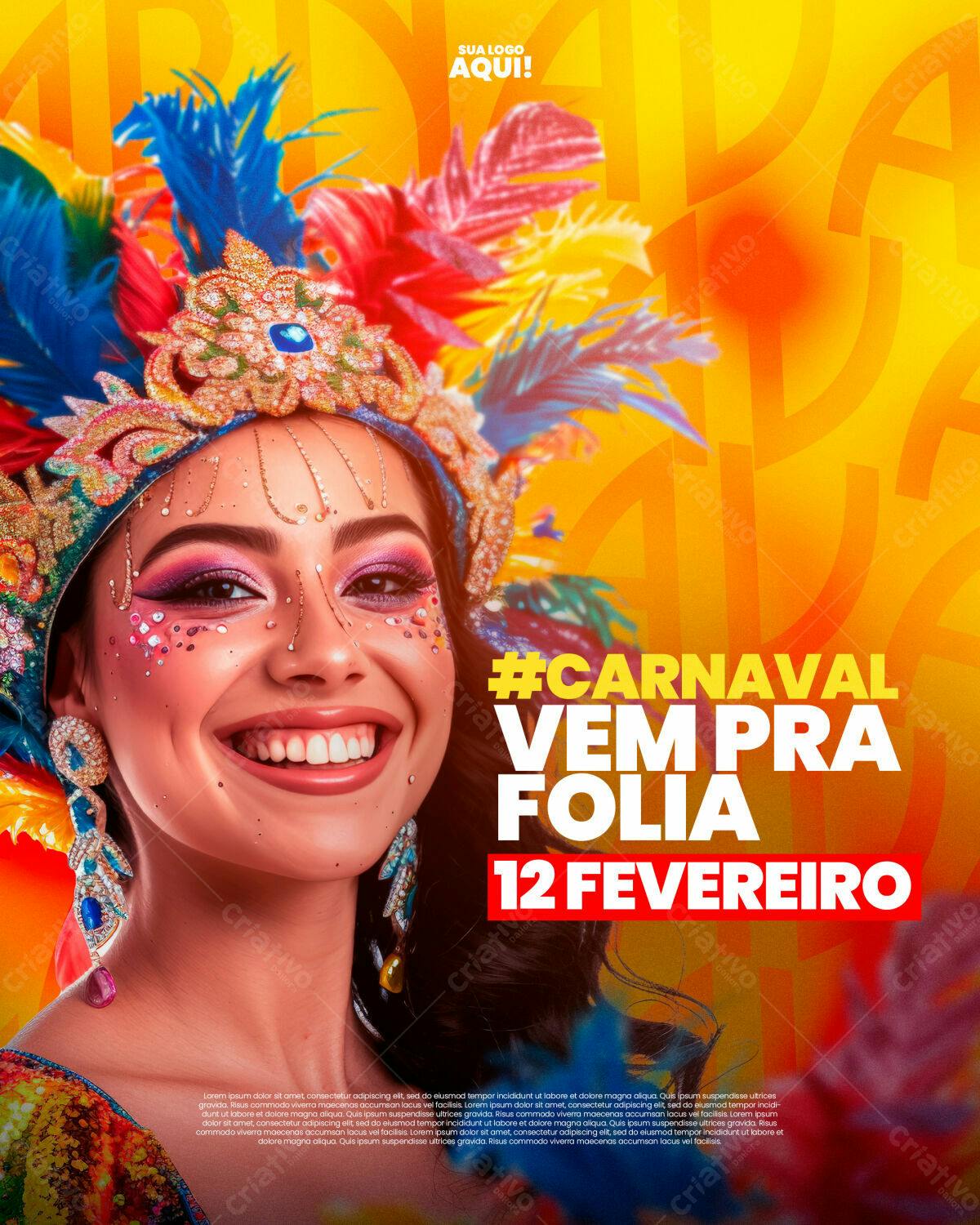 Flyer Carnaval 12 Fevereiro PSD Editável