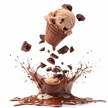 Sorvete de chocolate com splash e gotas de chocolate 4