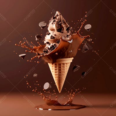 Sorvete De Chocolate Com Splash E Gotas De Chocolate 5