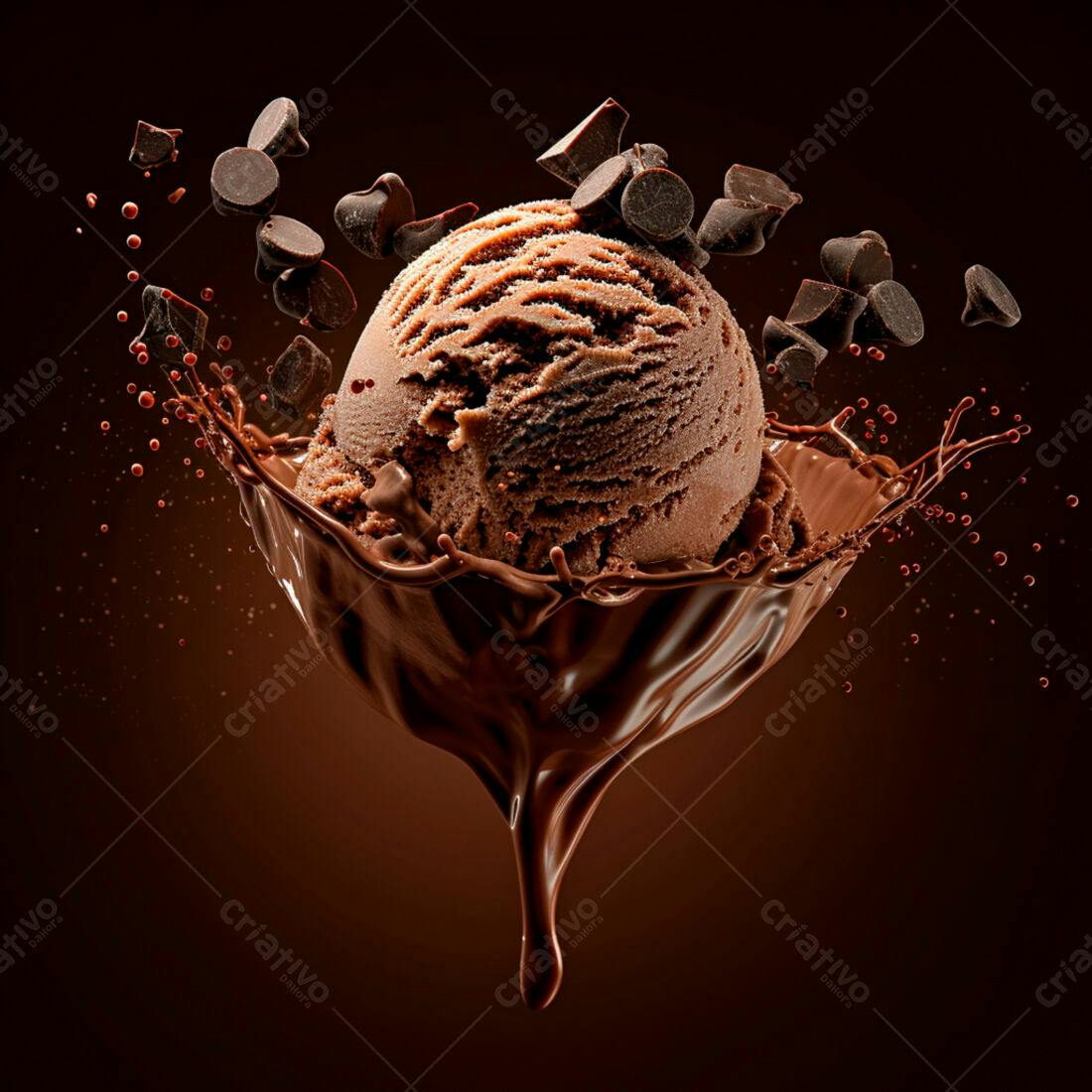 Sorvete de chocolate com gotas de chocolate