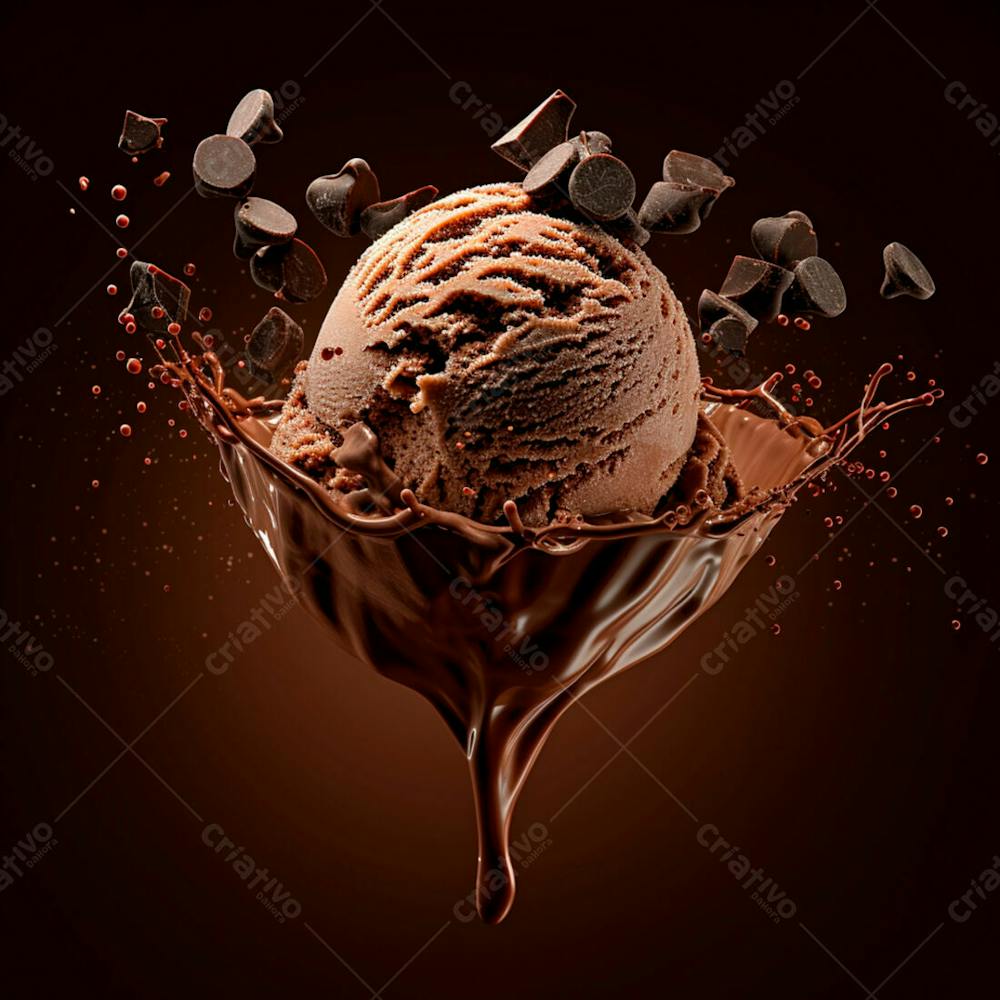 Sorvete De Chocolate Com Splash E Gotas De Chocolate 11