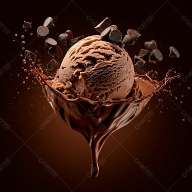 Sorvete de chocolate com splash e gotas de chocolate 11