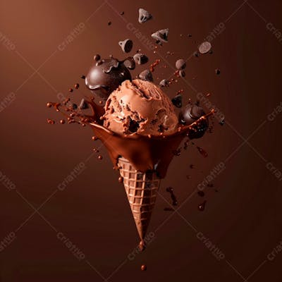 Sorvete De Chocolate Com Splash E Gotas De Chocolate 12