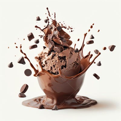 Sorvete De Chocolate Com Splash E Gotas De Chocolate 14