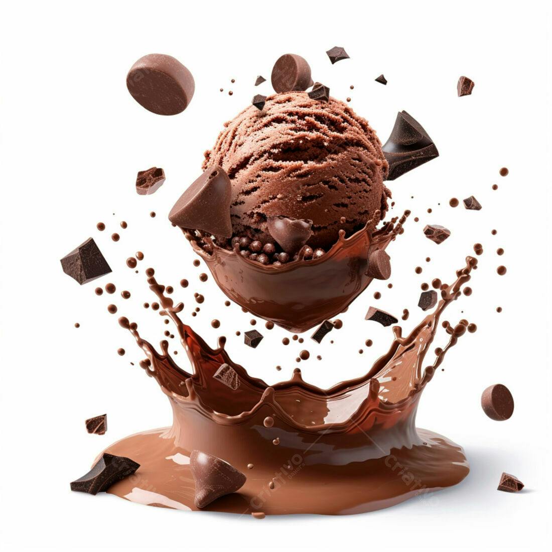 Sorvete de Chocolate com Gotas em Salpico