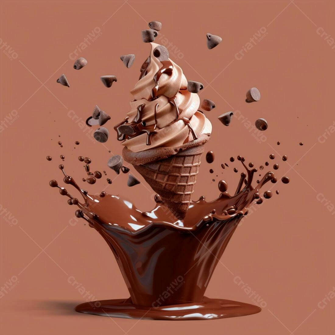 Sorvete de chocolate em cascata