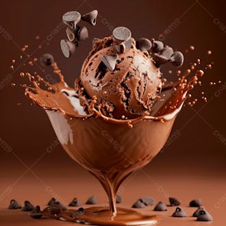 Sorvete de chocolate com splash e gotas de chocolate 21