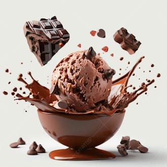 Sorvete de chocolate com splash e gotas de chocolate 23