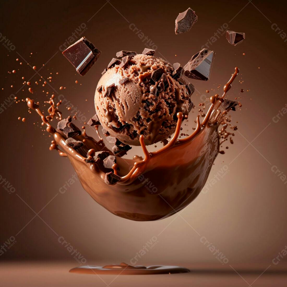 Sorvete de chocolate em calda sabor chocolate