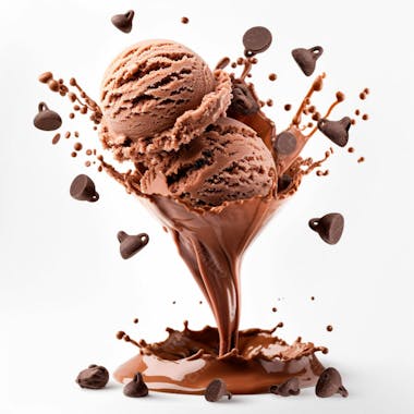 Sorvete de chocolate com splash e gotas de chocolate 28