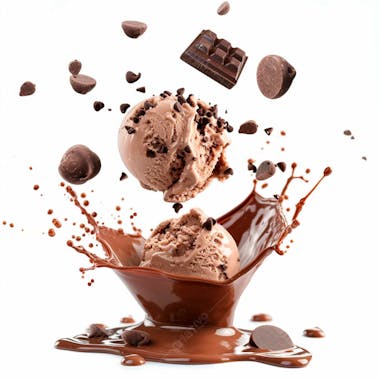 Sorvete de chocolate com splash e gotas de chocolate 30