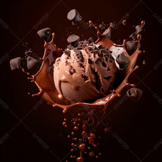 Sorvete de chocolate com splash e gotas de chocolate 36
