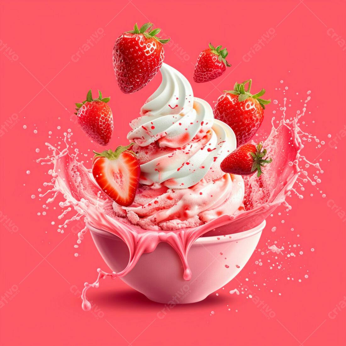 Sorvete de Morango com Chantilly em Splash