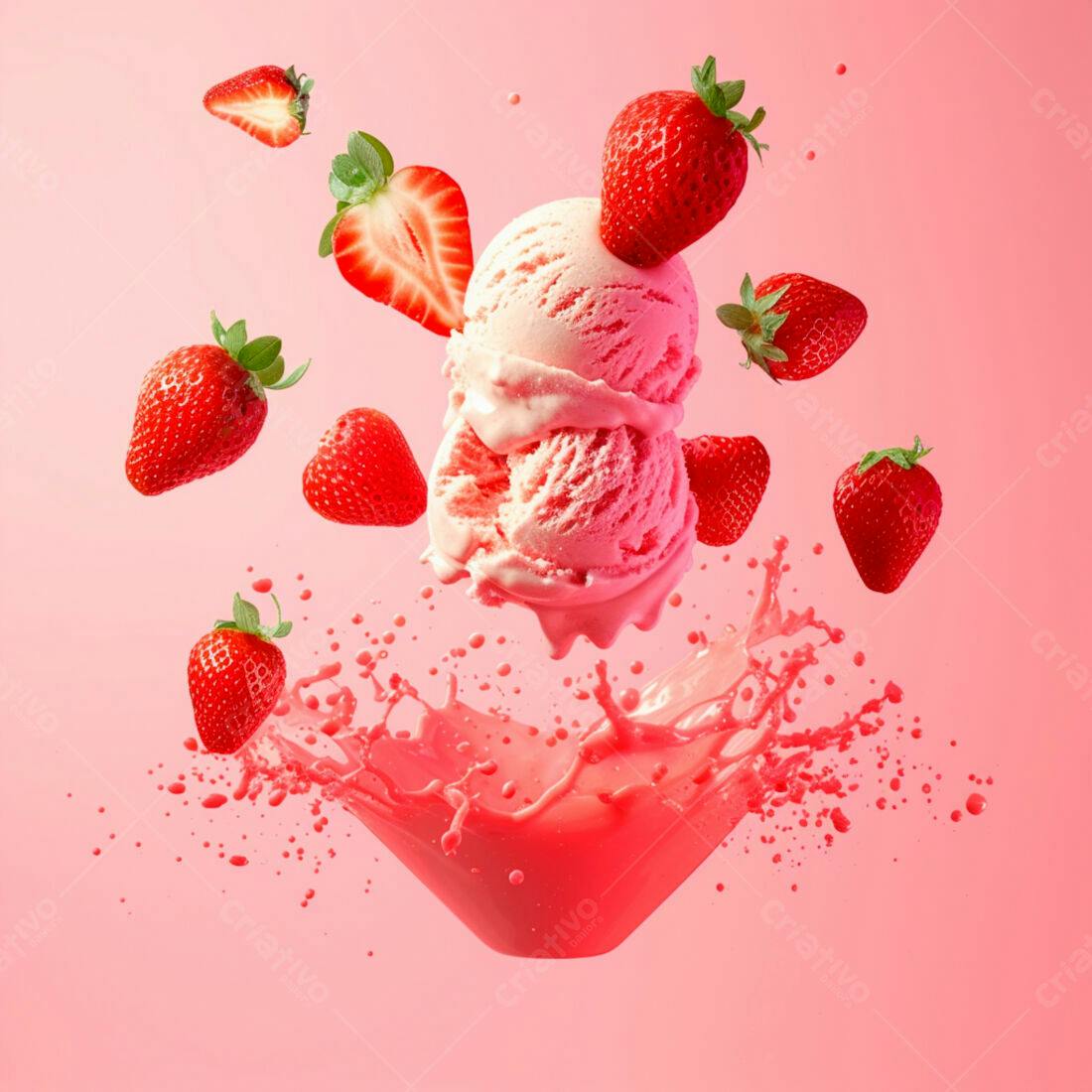 Sorvete de Morango em Splash Rosa