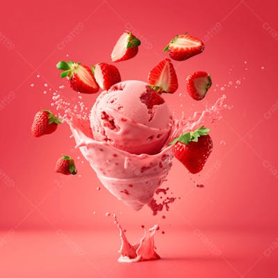 Sorvete De Morango Com Splash E Morangos 14