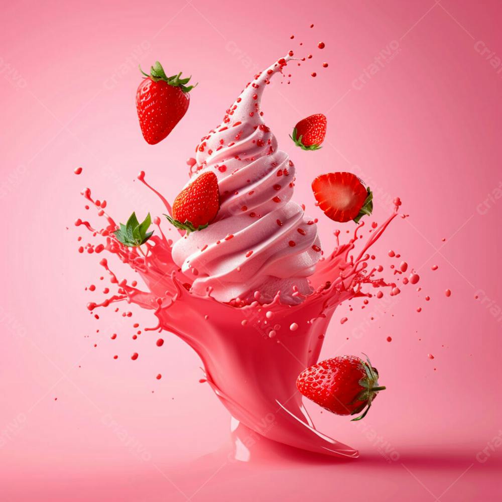Sorvete De Morango Com Splash E Morangos 16