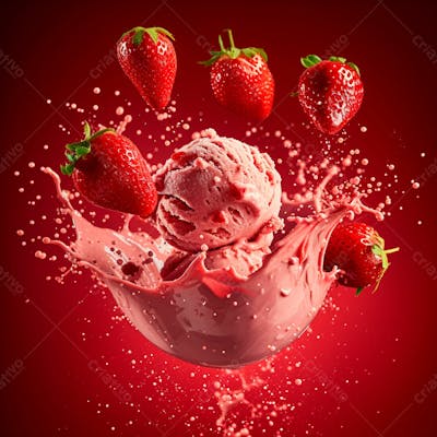 Sorvete De Morango Com Splash E Morangos 17