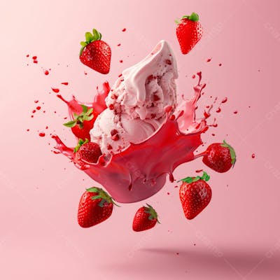 Sorvete De Morango Com Splash E Morangos 18