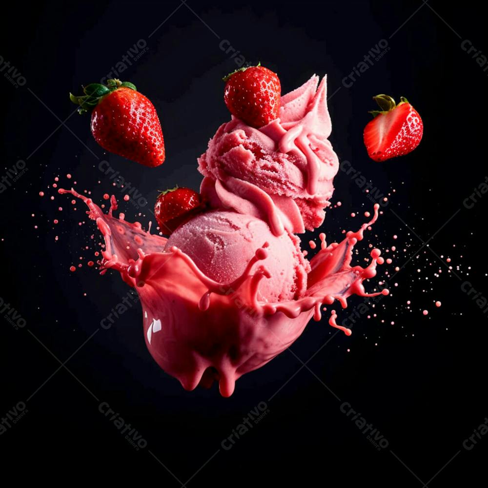 Sorvete De Morango Com Splash E Morangos 19