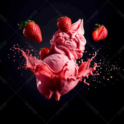 Sorvete De Morango Com Splash E Morangos 19