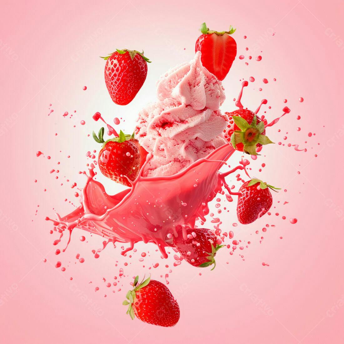 Sorvete de Morango com Splash