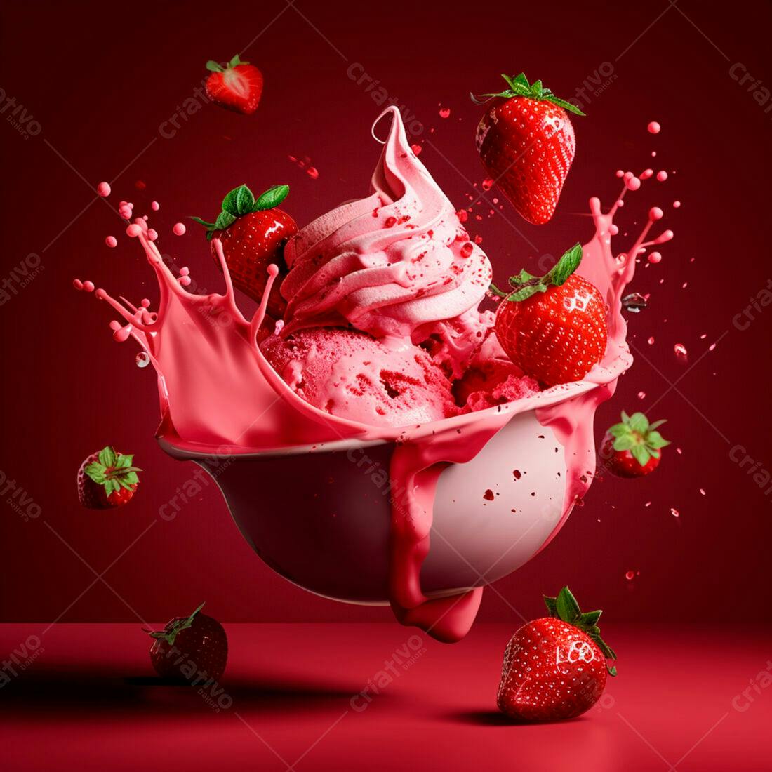 Sorvete de Morango com Splash em Bowl