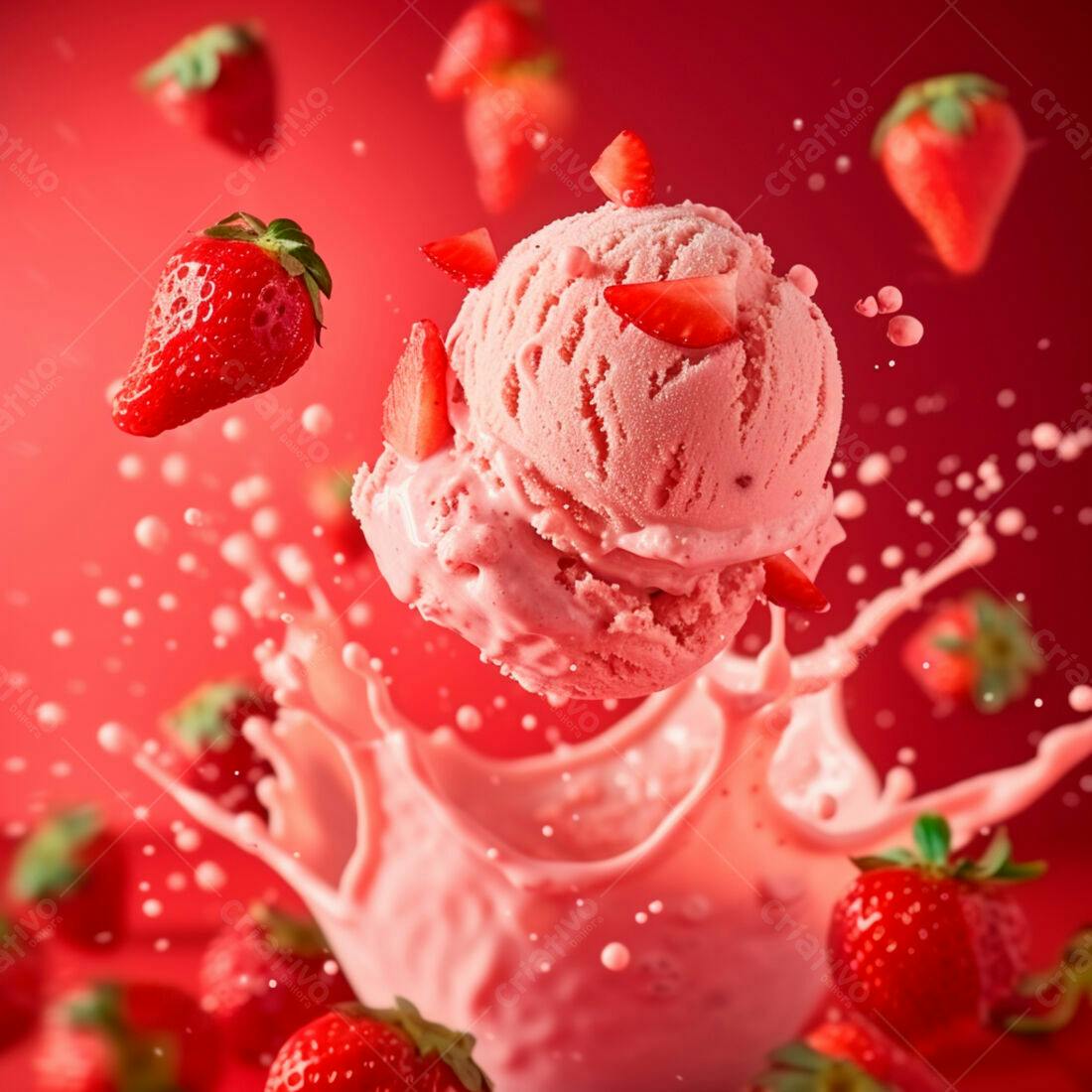 Sorvete de Morango em Splash Rosa