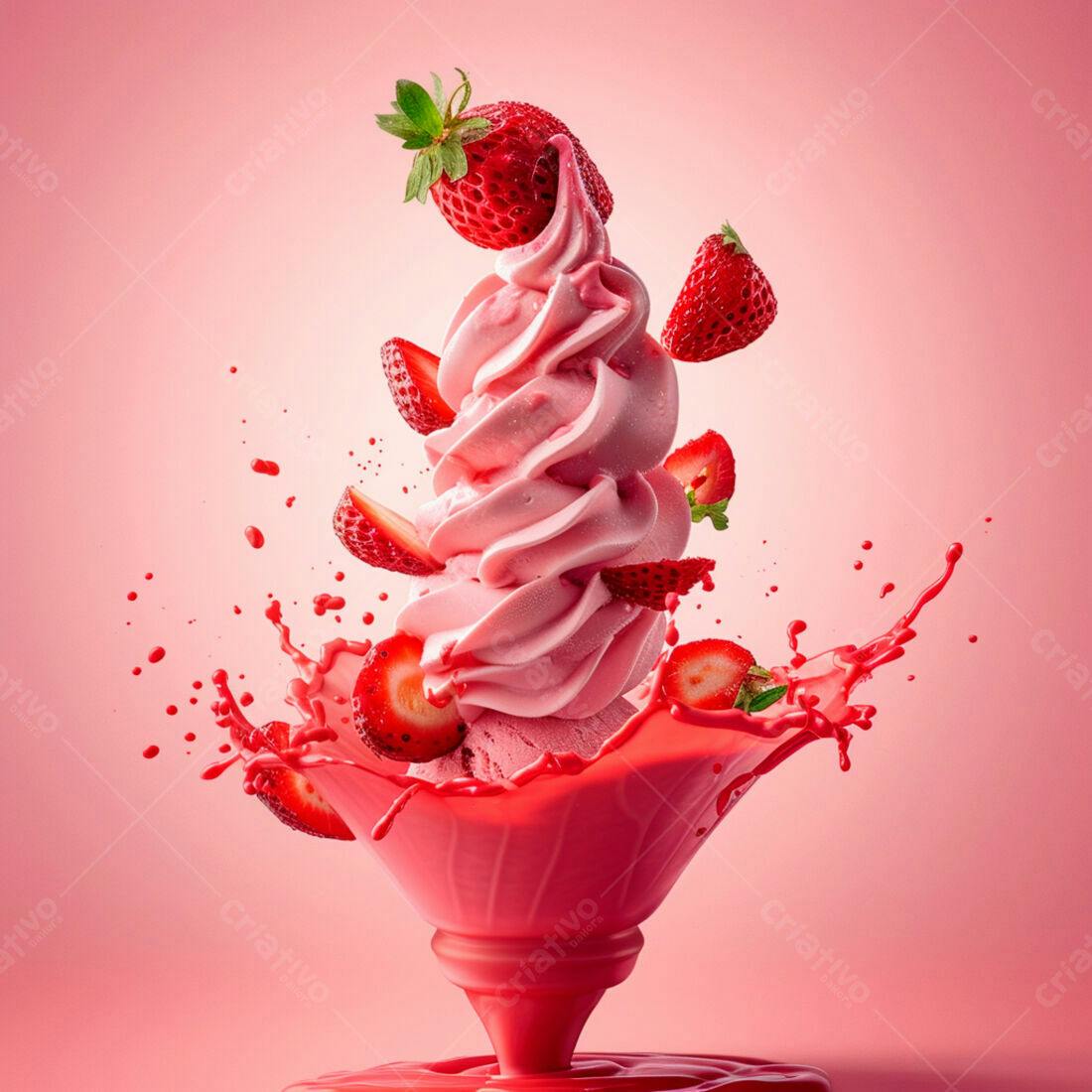 Sorvete de Morango em Splash Rosa