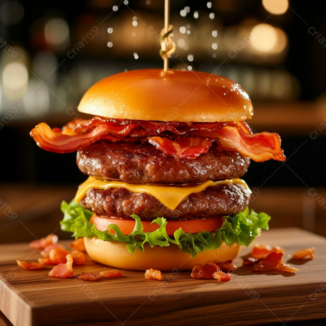 Duplo hambúrguer com bacon e queijo