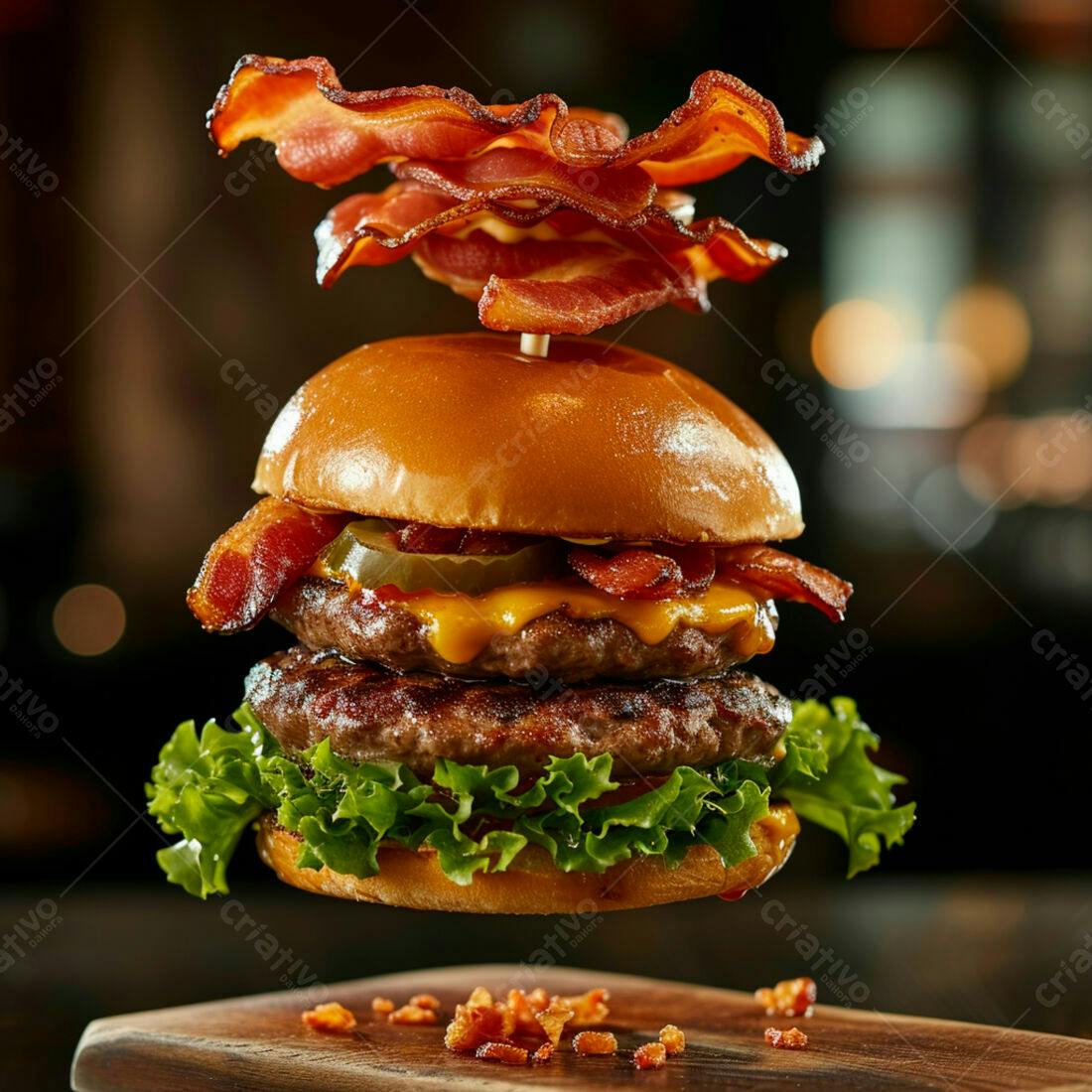 Hambúrguer duplo com bacon crocante
