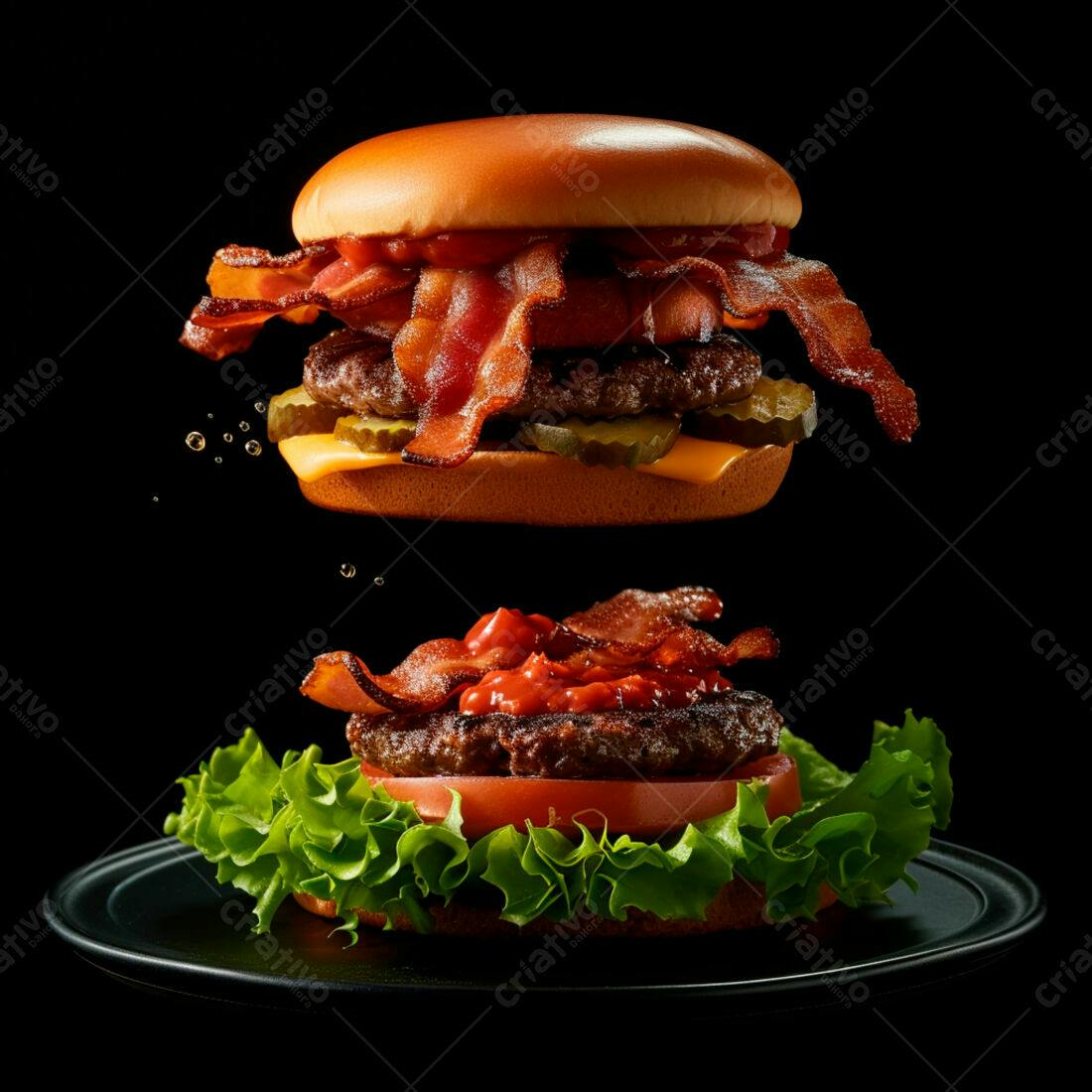 Hambúrguer suculento com bacon crocante