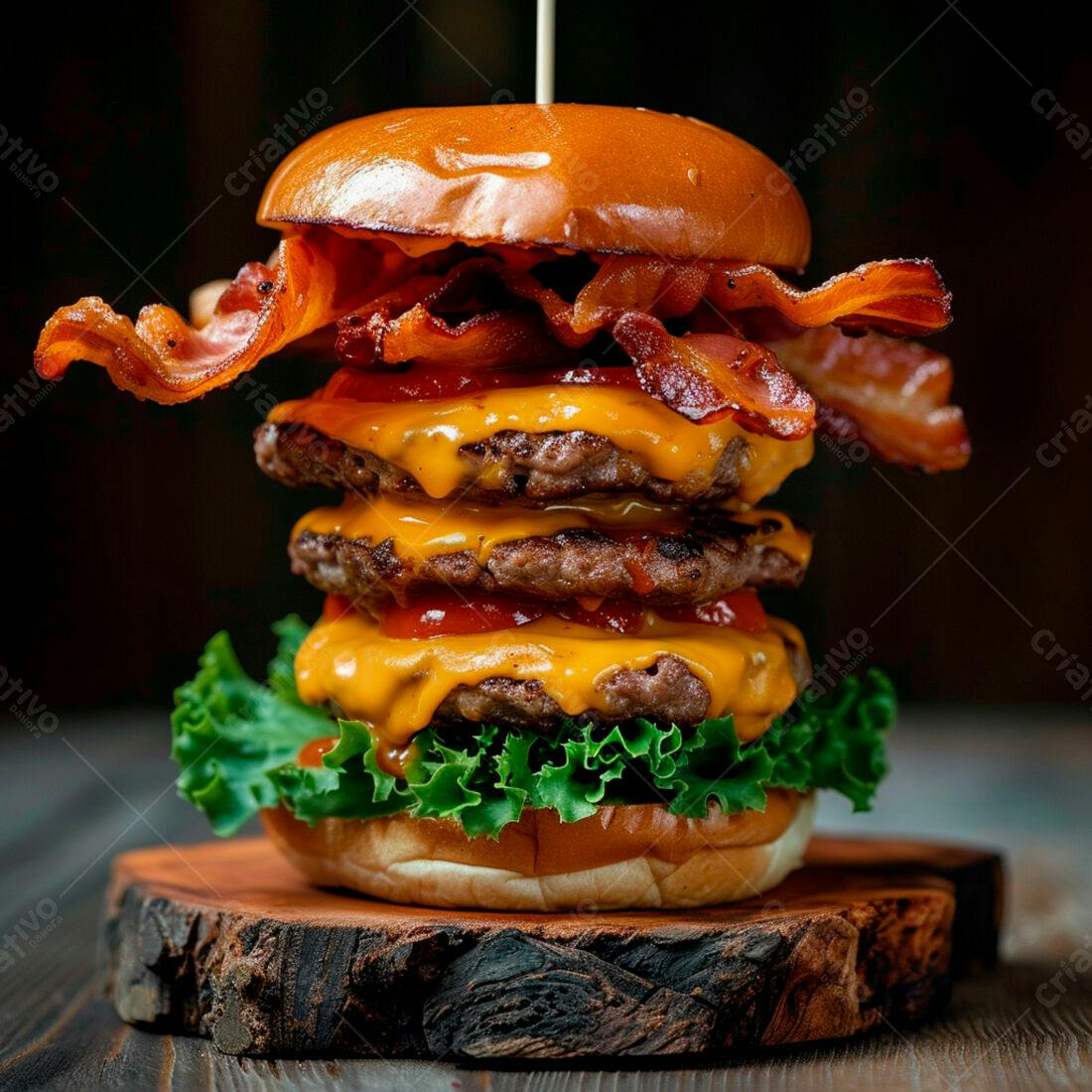 Triplo Cheeseburger com Bacon Crocante