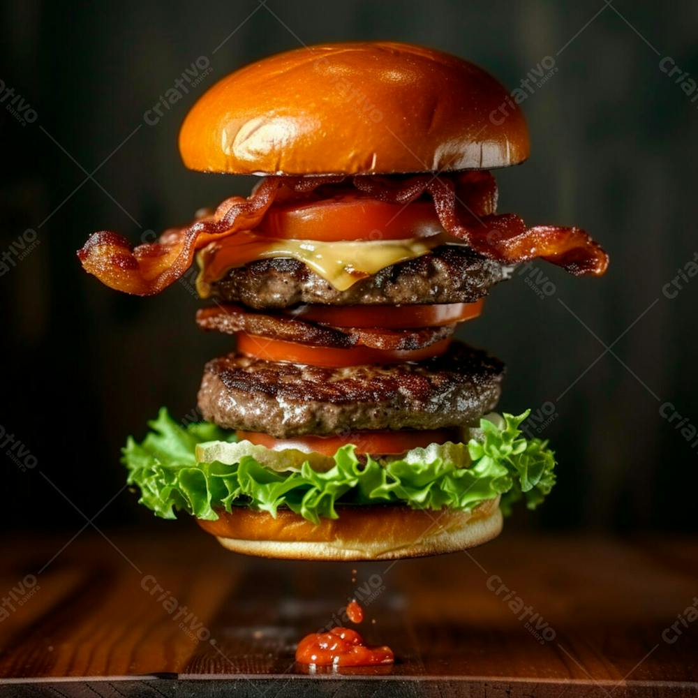 Hamburguer Completo Com Muito Bacon 12