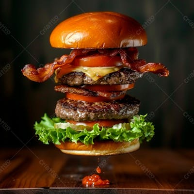 Hamburguer Completo Com Muito Bacon 12