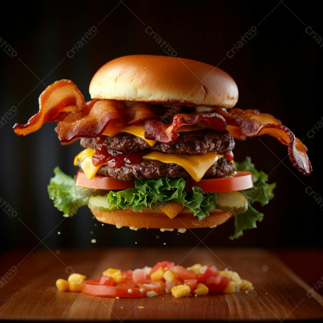 Duplo Cheeseburger com Bacon Flutuante