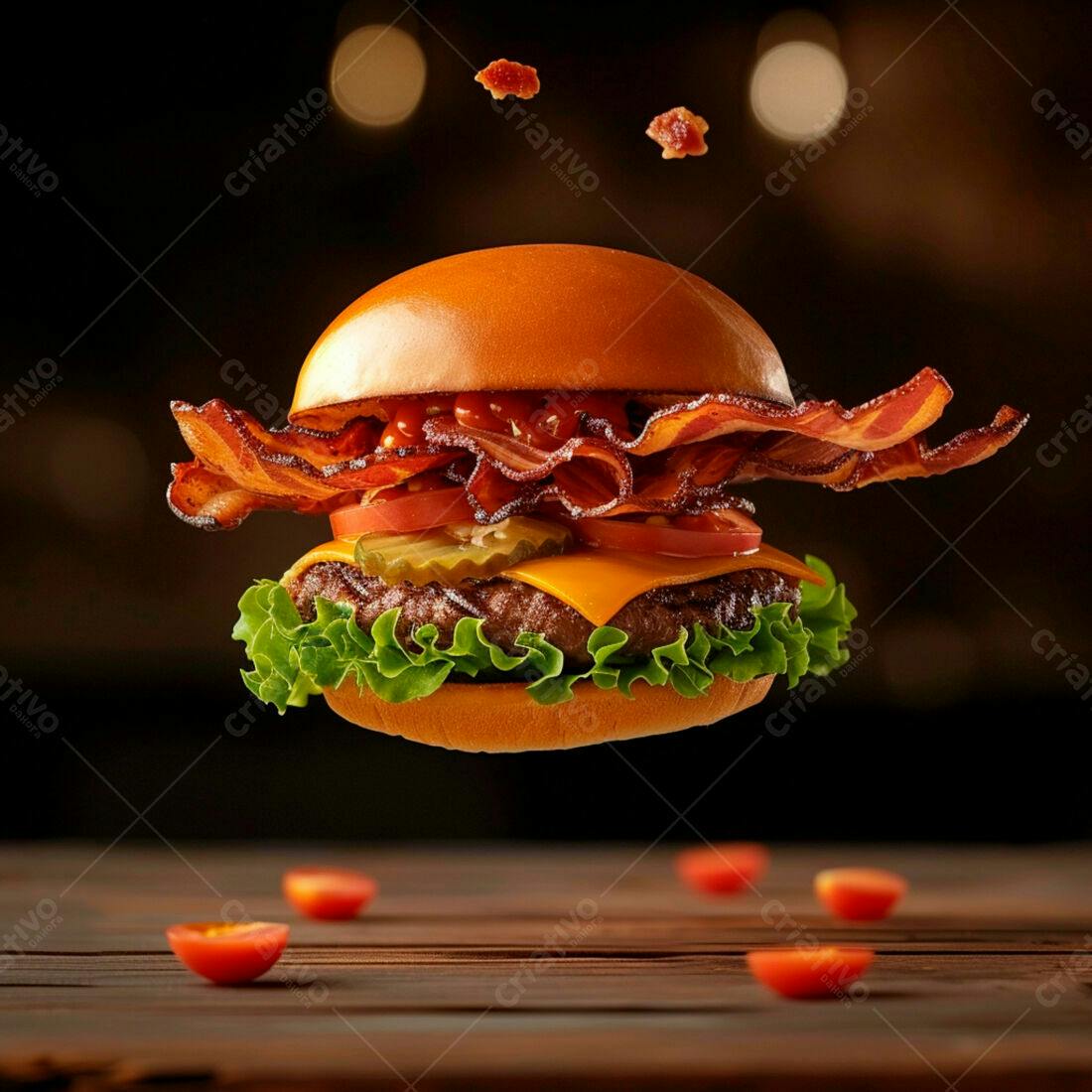 Hambúrguer suculento com bacon crocante