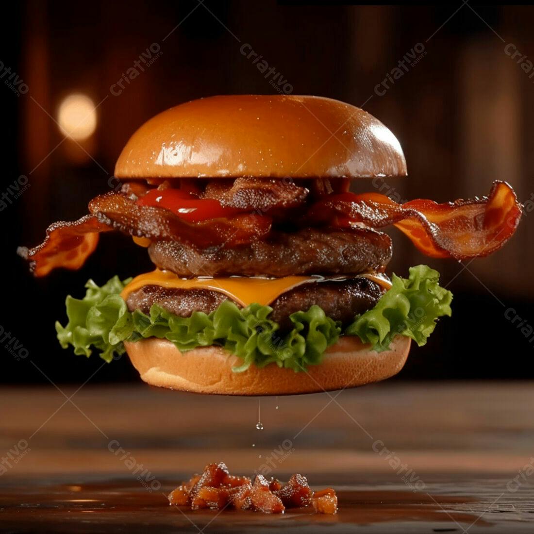Hambúrguer Duplo com Bacon Suspenso